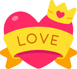 Heart ribbon love Crown Icon Elements Flat Style