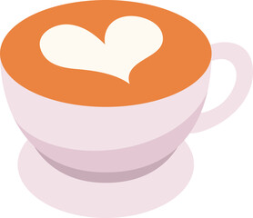 Hot Coffee heart Icon Elements Flat Style