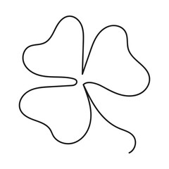 A leaf of clover for St. Patrick's Day in the style of linart. Happy clover, an Irish holiday. Isolated vector illustration.