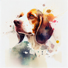 beagle puppy in watercolour style