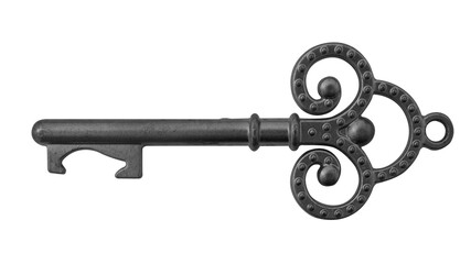 Vintage metal key isolated on white background