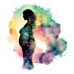 pregnant woman in watercolor style