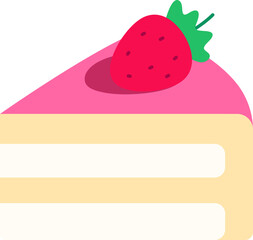 A Piece of Vanilla Strawberry Cake Dessert Icon Element illustration Flat style