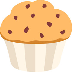 Muffin Chocolate chip Dessert Icon Element illustration Flat style