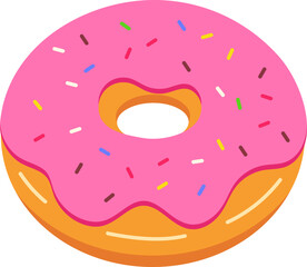 Strawberry Donut Dessert Icon Element illustration Flat style