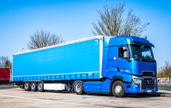 Munich, Germany - March 24: typical Renault truck at a street in Munich on March 24, 2022