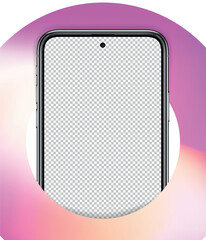 Smart phone frame with camera in pink lovely circle. Modern realistic 3d smartphone vector mockup.