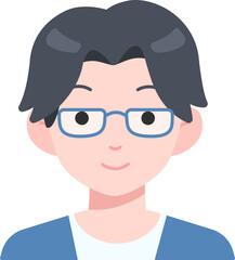 Artist man boy avatar User person people glasses blue Flat Style