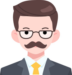 Gentleman Business man boy avatar User person people mustache Flat Style