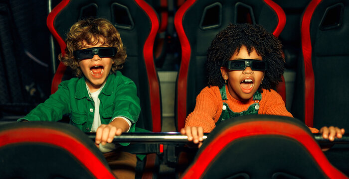 Kids having fun on a carnival Carousel