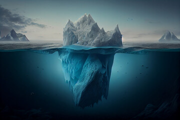 iceberg  underwater risk, dark hidden .generative ai