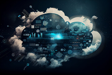 Fototapeta na wymiar Cloud computing technology concept.generative ai