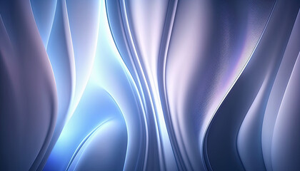 White blue abstract Wavy Satin glass Background with Neon Lighting highlights and reflections - Generative AI