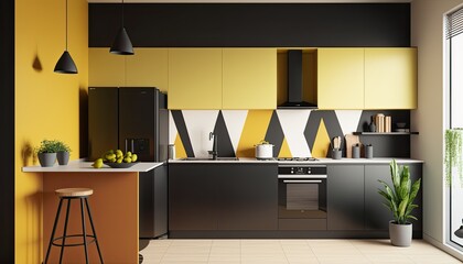 Bright modern kitchen detail mock up for product presentation. generative ai