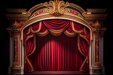 theater with red curtain and stage with red curtain and red curtain.generative ai