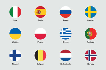 Fototapeta na wymiar Europe Flags Official Proportions Flat Vector Set 2