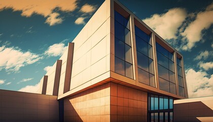 Gallery Building Exterior Against Sky On Sunny Day. generative ai.