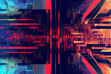 Abstract background with interlaced digital glitch and distortion effect. Futuristic cyberpunk design.generative ai