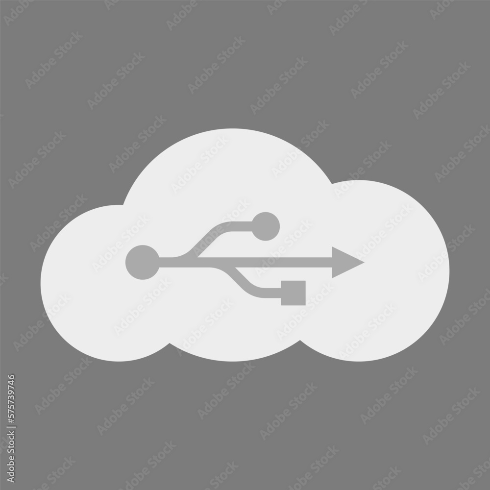 Poster usb in the cloud vector. usb connection cloud service vector icon. service center in the cloud vecto