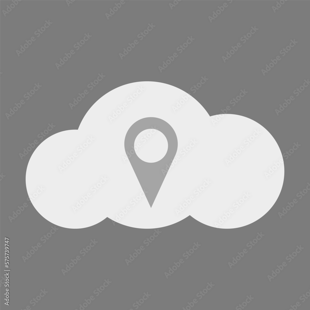 Poster geolocation in the cloud vector. geodata cloud transfer icon. geolocation in real time through the v