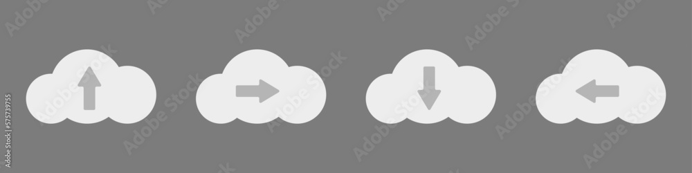Poster vector set of arrows in the clouds. arrows in the clouds in different directions. cloud service poin