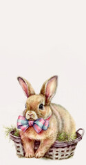 Fototapeta na wymiar Easter bunny rabbit aquarel illustration