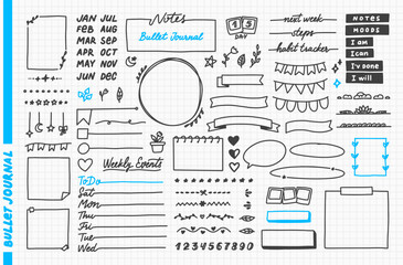 Vector illustration Cute hand drawn elements for planner, journal, notepad, paper vector illustration. Isolated on white