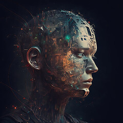 Obraz premium Cyber Woman created with Generative AI