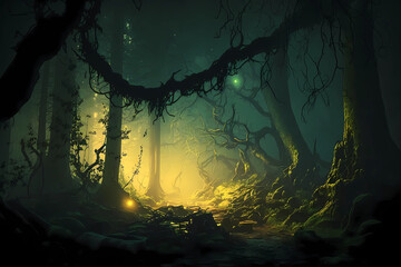 Fototapeta premium Beautiful fantasy forest, Generative AI