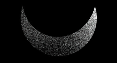 Abstract crescent moon. Luna isolated on dark background