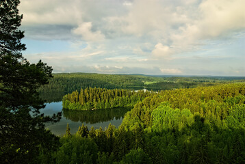 Fototapeta na wymiar Beautiful landscape from Finland Aulanko nature reserve park and aulangonjärvi Hämeenlinna 
