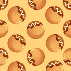 Cute takoyaki background. Seamless vector pattern for paper, wrapping, fabrics. cartoon flat design illustration art pastel colors on colorful background template.