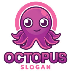 Modern flat design simple minimalist cute squid octopus logo icon design template vector with modern illustration concept style for restaurant, product, label, brand, cafe, badge, emblem © aldonat