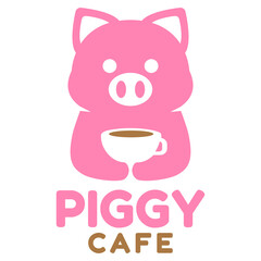 Obraz na płótnie Canvas Modern mascot flat design simple minimalist cute piggy logo icon design template vector with modern illustration concept style for cafe, coffee shop, restaurant, badge, emblem and label