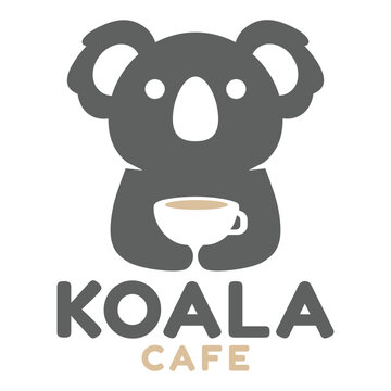 Modern mascot flat design simple minimalist cute koala logo icon design template vector with modern illustration concept style for cafe, coffee shop, restaurant, badge, emblem and label