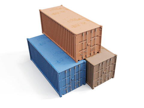 Shipping Cargo Container Twenty Feet&nbsp;for Logistics and Transportation on White Background