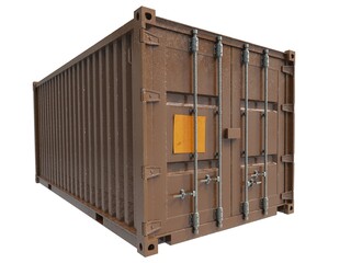 Shipping Cargo Container Twenty Feet for Logistics and Transportation on White Background