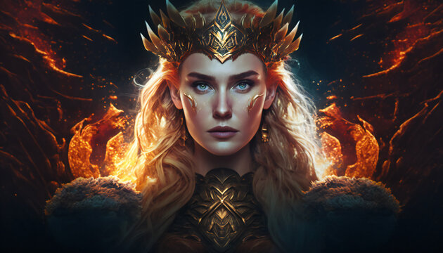 Freyja the god of love, sex, and fertility - German gods - Mythologies - Generative AI	
