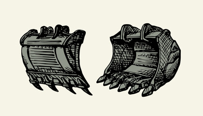 Building bucket for digging. Vector drawing © Marina