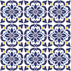 Vector Retro or Traditional Portuguese or Moroccan Style Flooring Tiles Seamless Surface Pattern for Background, Products or Wrapping Paper Prints.