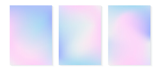 Y2k aesthetic holographic gradient background. Blue and pink mesh texture. Pearlescent color vector poster. Holo blur wallpaper. Abstract iridescent pattern 2000s style. 00s girlish art illustration