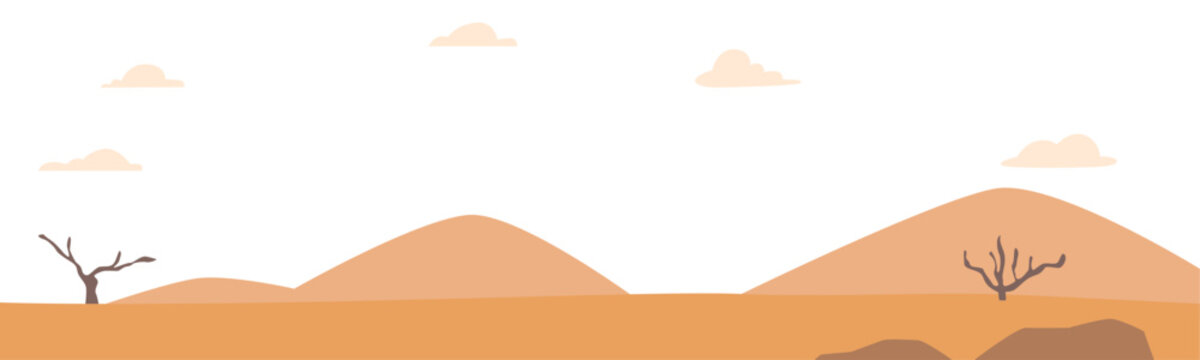 Desert Landscape Background. Barren, Arid Region With Sparse Vegetation And Little Rainfall And Hot Temperature