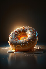 Melting glazed donut generative AI