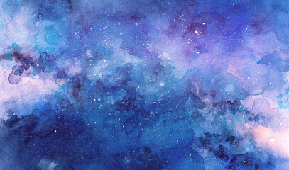Cosmic illustration. Beautiful colorful space background. Watercolor Cosmos © WhataWin