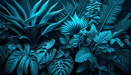 Fototapeta na wymiar the light bleu jungle background