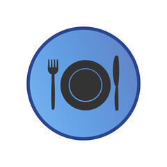 Eatery icon. Dishes logotype vector ilustration.