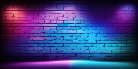 Neon Brick Wall Texture Background. Generative AI.