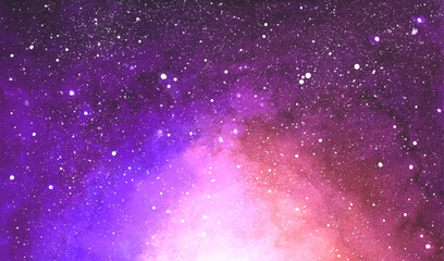 Cosmic illustration. Beautiful colorful space background. Watercolor Cosmos