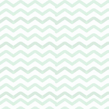 Horizontal zigzag striped pattern. Simple seamless texture with thin and thick lines in light mint and white. Striped background