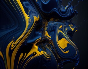 Abstract background in black, blue and yellow.  Generative AI